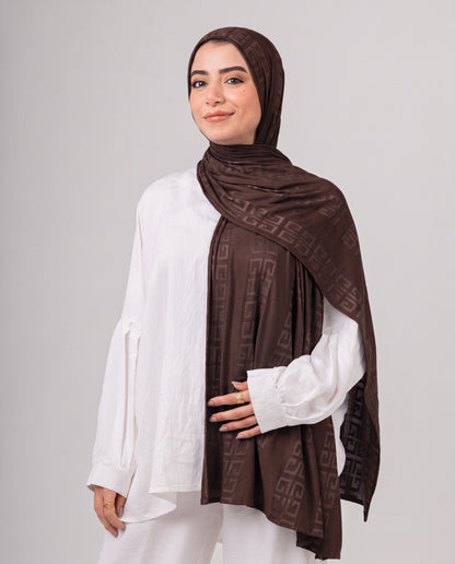 Maze Kuwaiti Scarf - Dark Brown