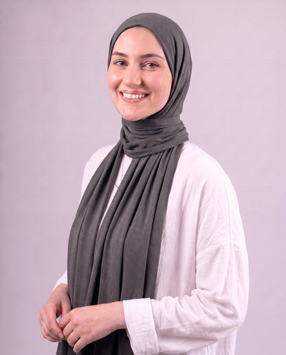 Plain Kuwaiti Scarf - Dark Grey
