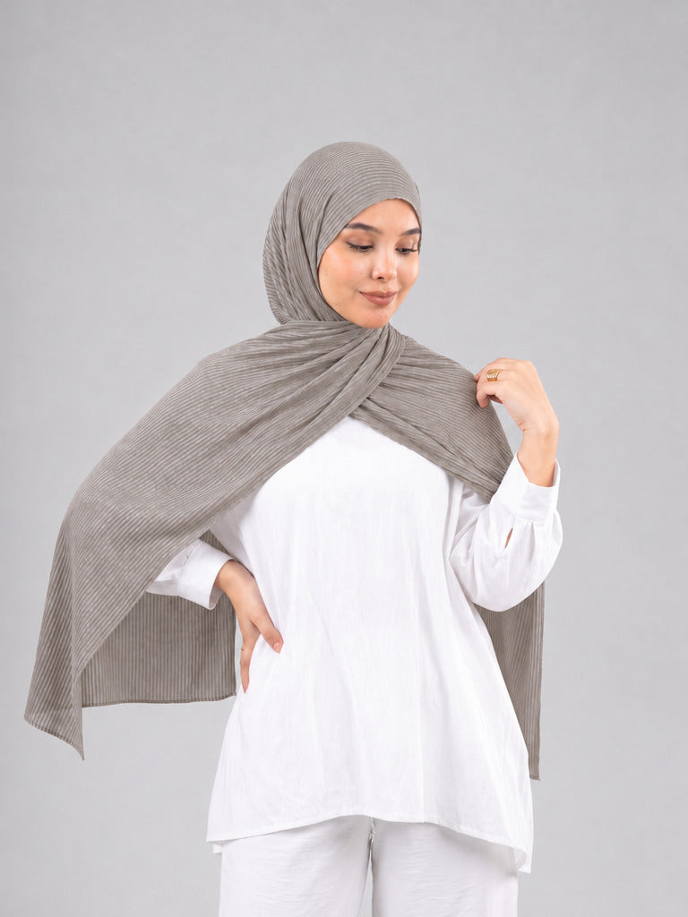 Mirage Pleat Kuwaiti Scarf - Dark Beige