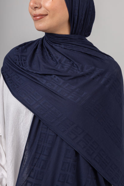 Maze Kuwaiti Scarf in Navy #Color_Navy
