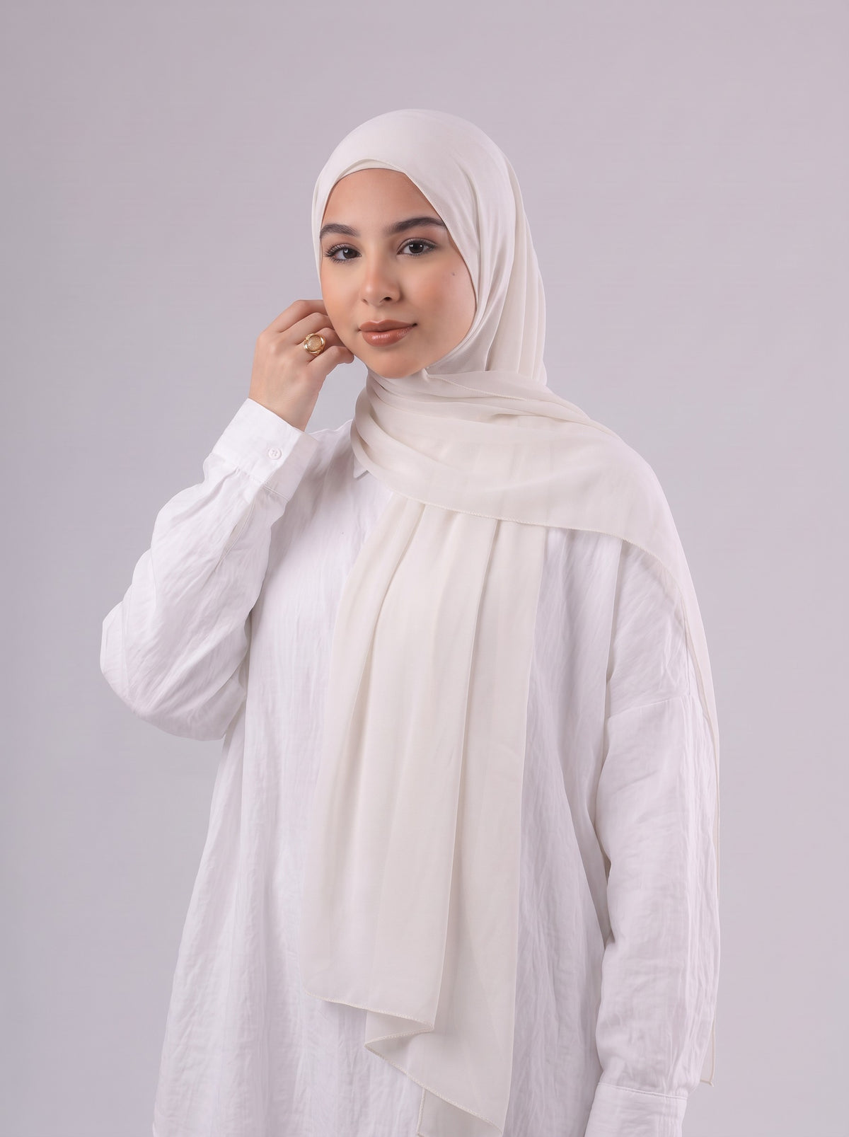 Quick Wrap Hijab in Off White #Color_Off White