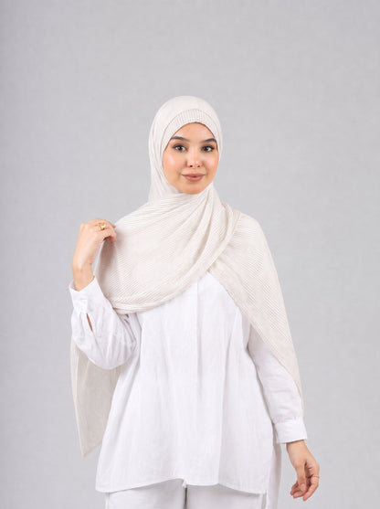 Mirage Pleat Kuwaiti Scarf in Off White #Color_Off White