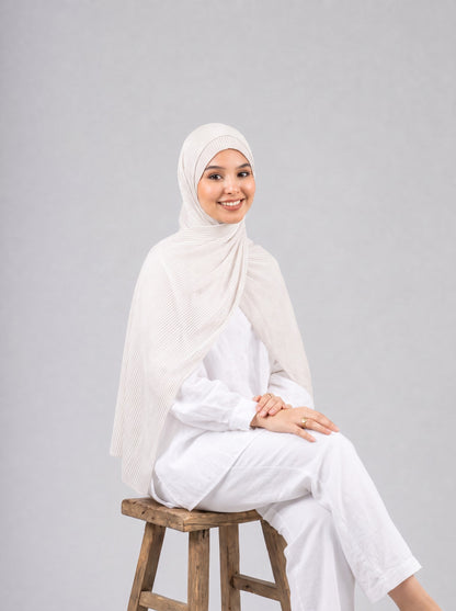 Mirage Pleat Kuwaiti Scarf in Off White #Color_Off White