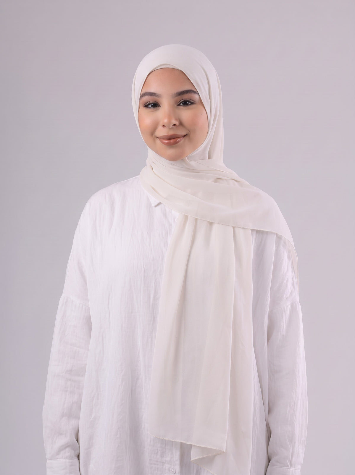 Quick Wrap Hijab in Off White #Color_Off White