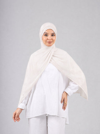 Mirage Pleat Kuwaiti Scarf in Off White #Color_Off White