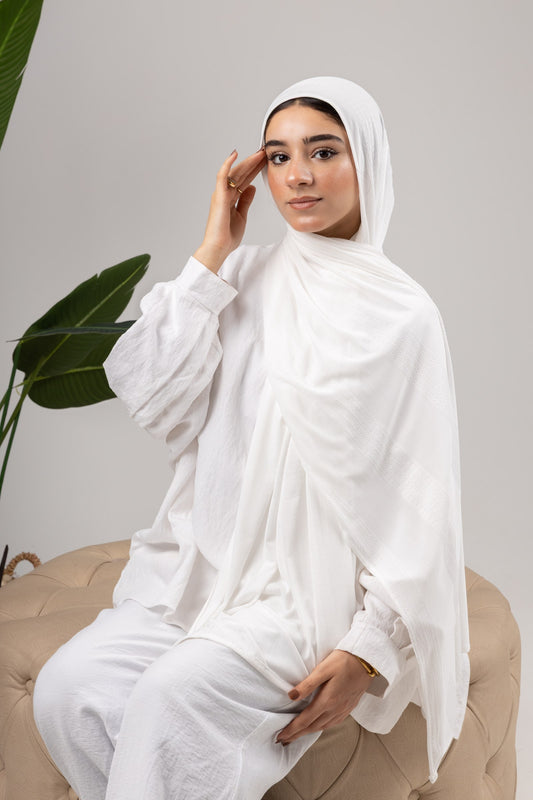 Diamond Stripe Kuwaiti Scarf in Off White #Color_Off White