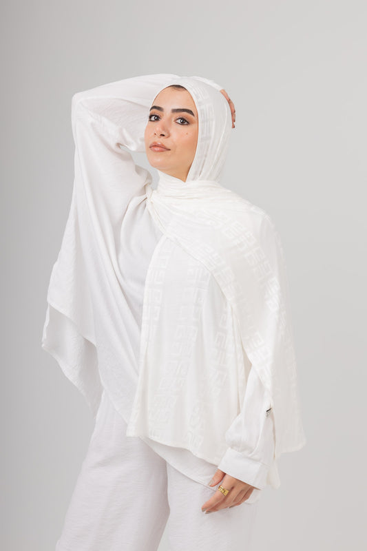 Maze Kuwaiti Scarf in Off White #Color_Off White