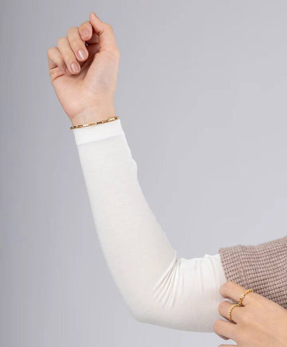 Cotton Layer Arm Sleeves in Off White #Color_Off White