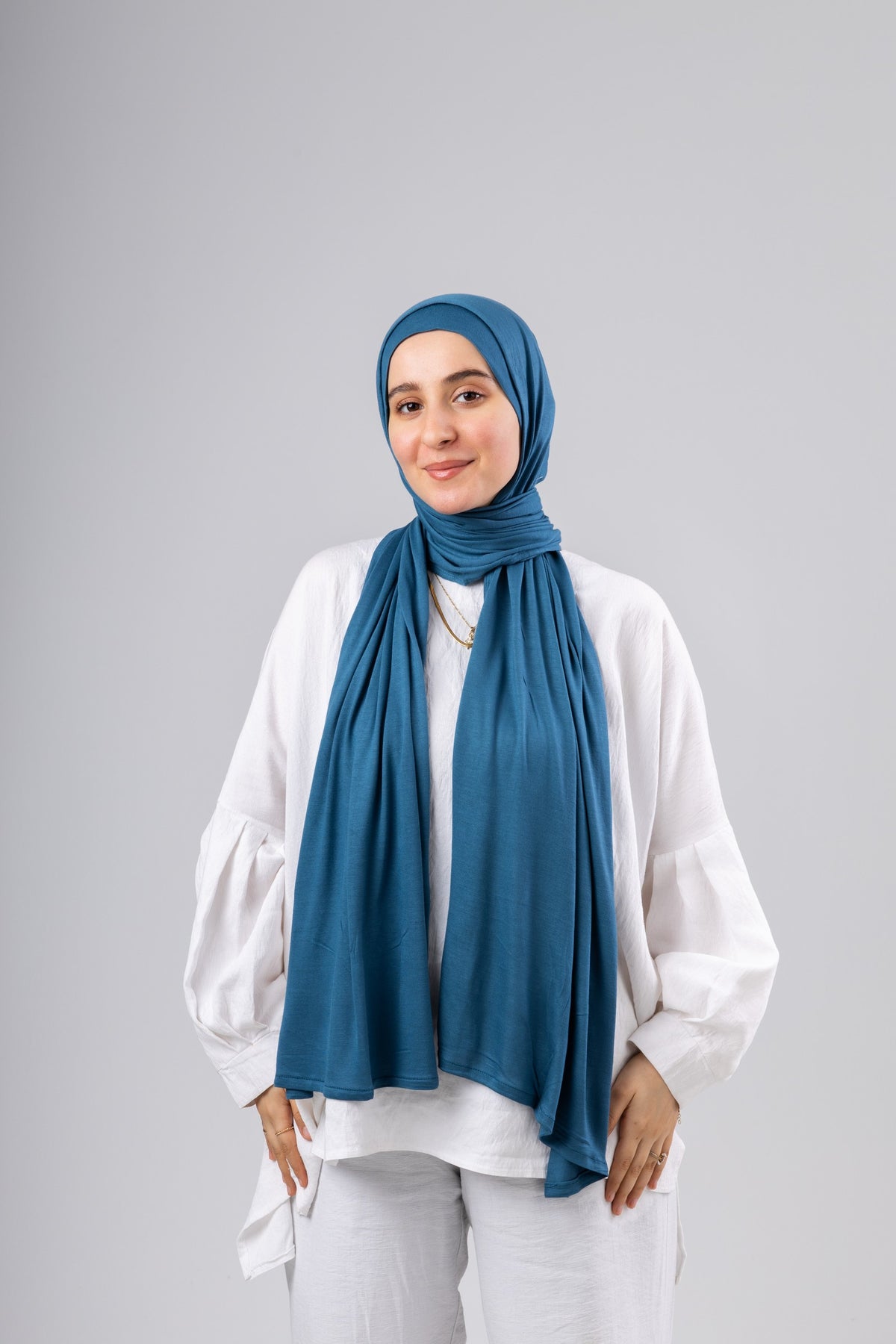 Jel Scarf and Bonnet Set in Teal #Color_Teal
