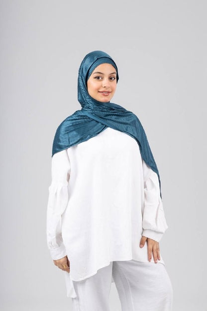 Mirage Pleat Kuwaiti Scarf in Teal #Color_Teal