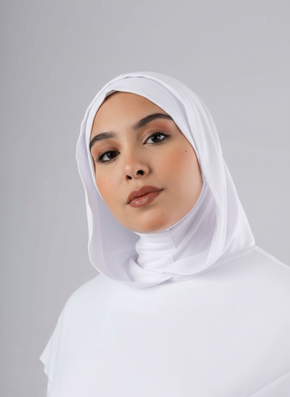 Ready Two Layer Kuwaiti Hijab in White #Color_White
