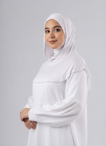 Ready Two Layer Kuwaiti Hijab in White #Color_White