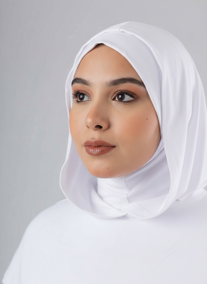 Ready Two Layer Kuwaiti Hijab in White #Color_White