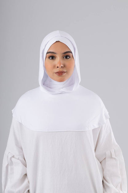 Ready Two Layer Kuwaiti Hijab in White #Color_White